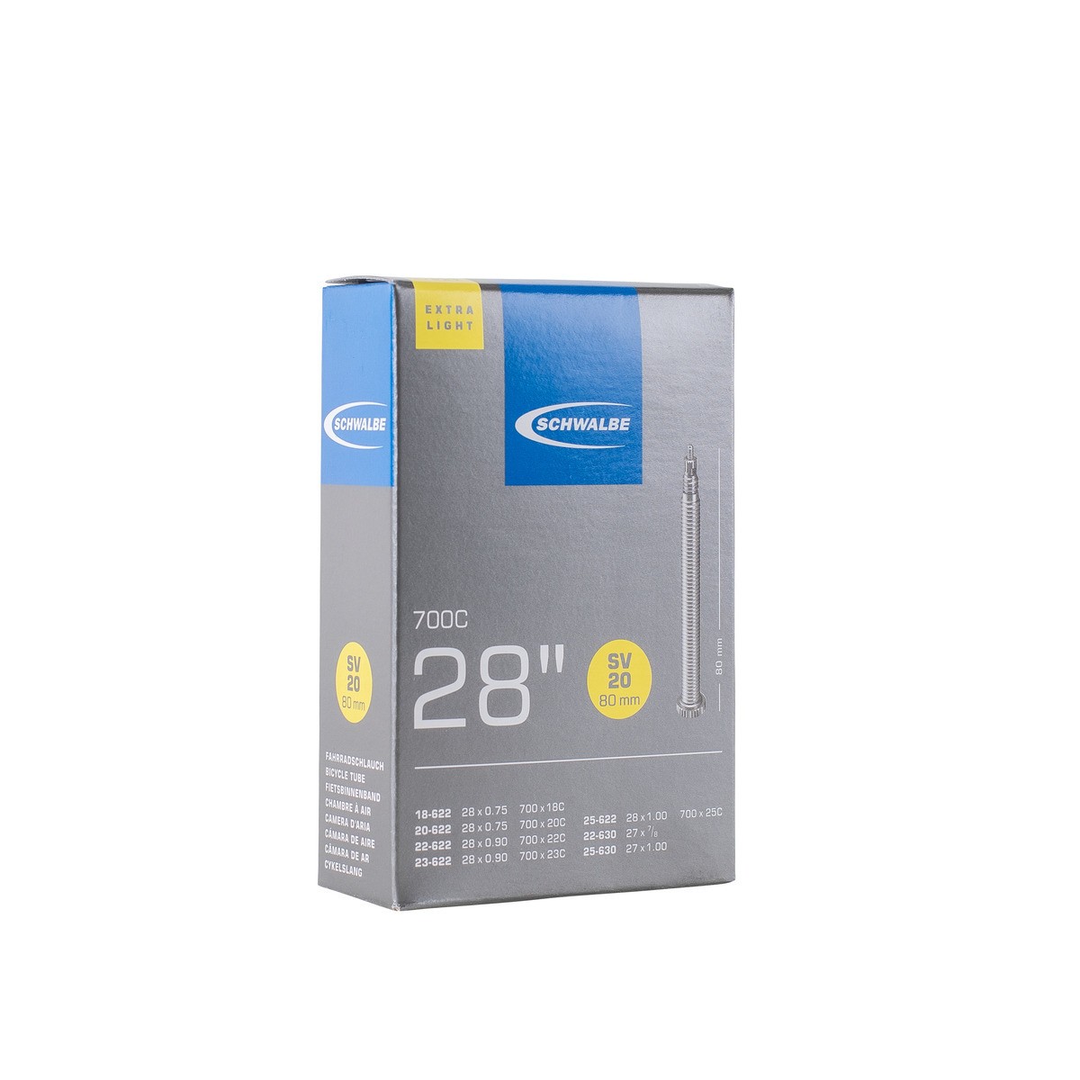 CAMERA SCHWALBE 700 x 23/28 FRANCESE 80 SV20 EX